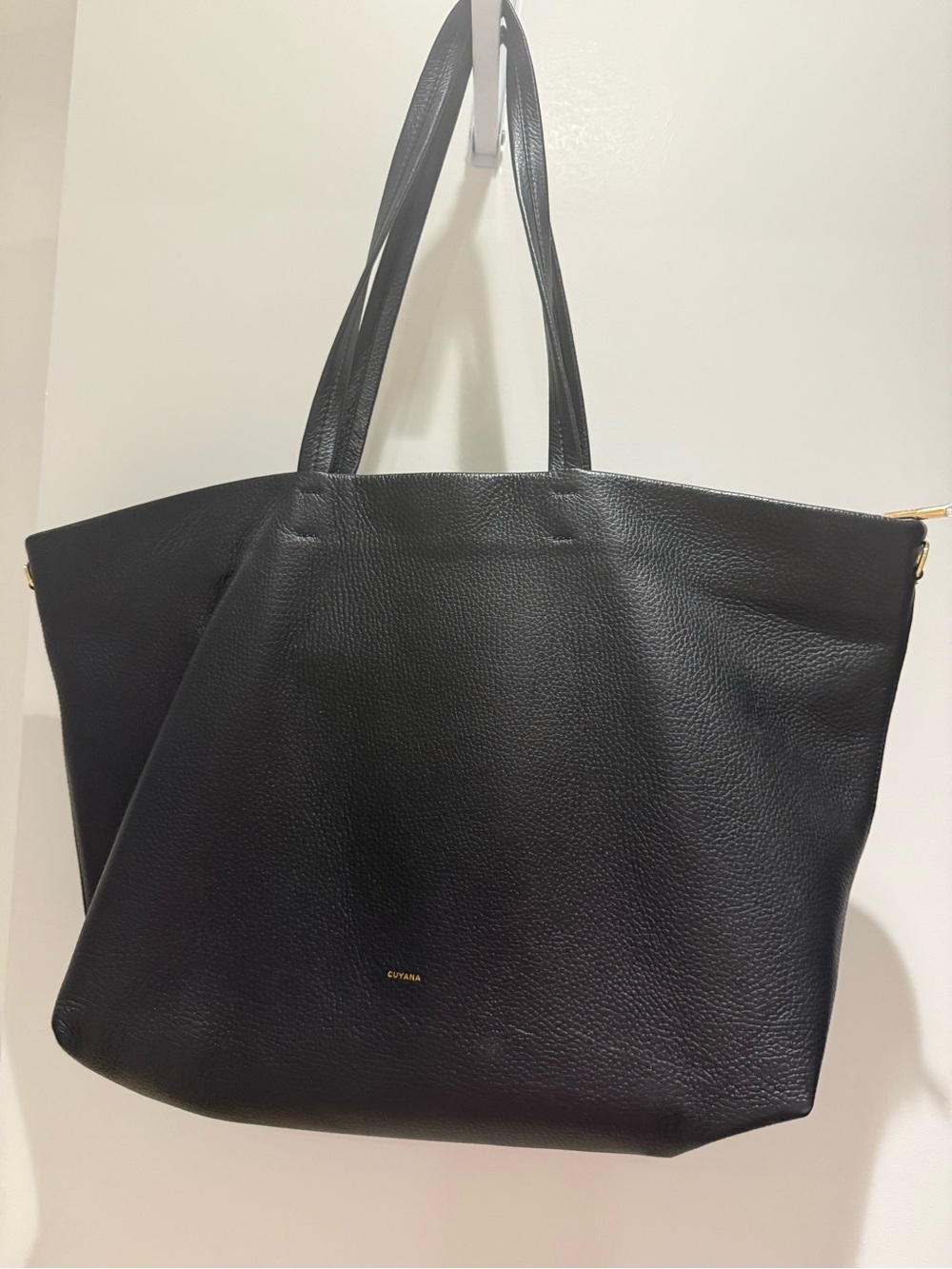 Cuyana Black Leather Tote Bag